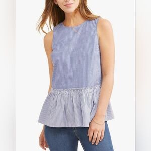 Time And Tru Womens Striped Sleeveless Peplum Top Large